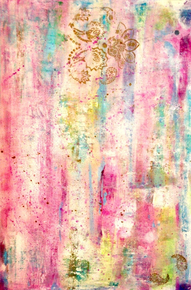 Abstract Large Poster Print in Pink and Blue tones. 30 X 20"