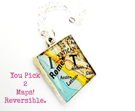 Custom Map Necklace You Pick Two Locations