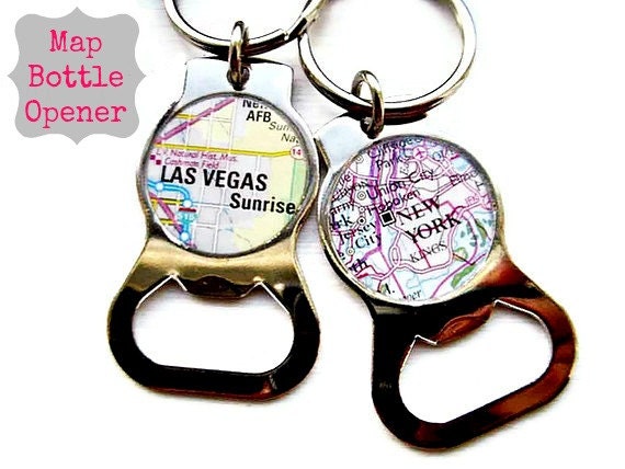 Custom Map Bottle Opener Key Chain Key Ring