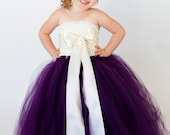 Jillian Flower Girl Tutu Dress with Customizable Sash