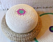 Floor Cushion Crochet  - ecru and colors