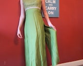 Formal gown with train MAXI EMERALD green silver gold M