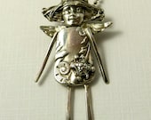 Angel Tori Loves The Ocean - Echo Friendly - Art Jewelry Pendant - Up Cycled Sterling, Sterling Silverware, and PMC - 967
