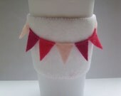 Pennant Flag Banner Bunting Felt Cup Sleeve - Shades of Pink
