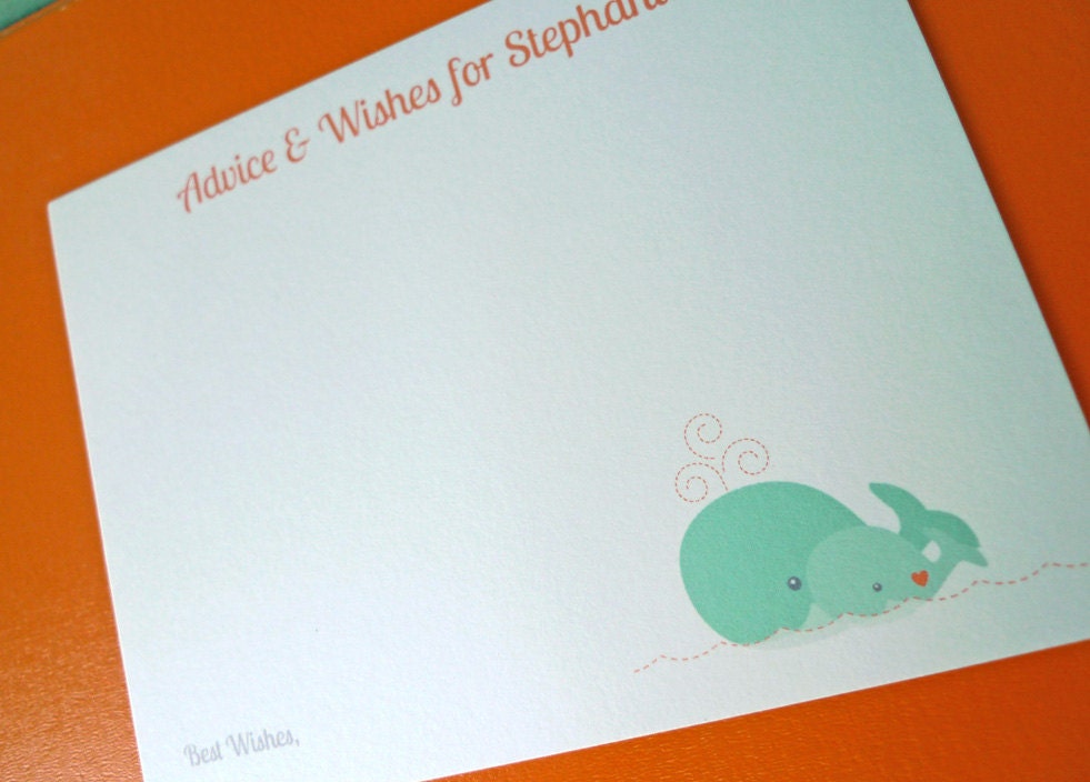 Personalized Whale Baby Shower Advice Card