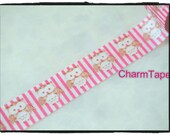 Washi Tape - Owls on Hot Pink and White Horizontal Stripe Full Roll 11yards WT189