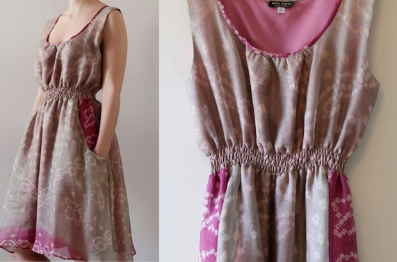 M Chloe grey dress with contrast pockets and elasticated waist (size 12)