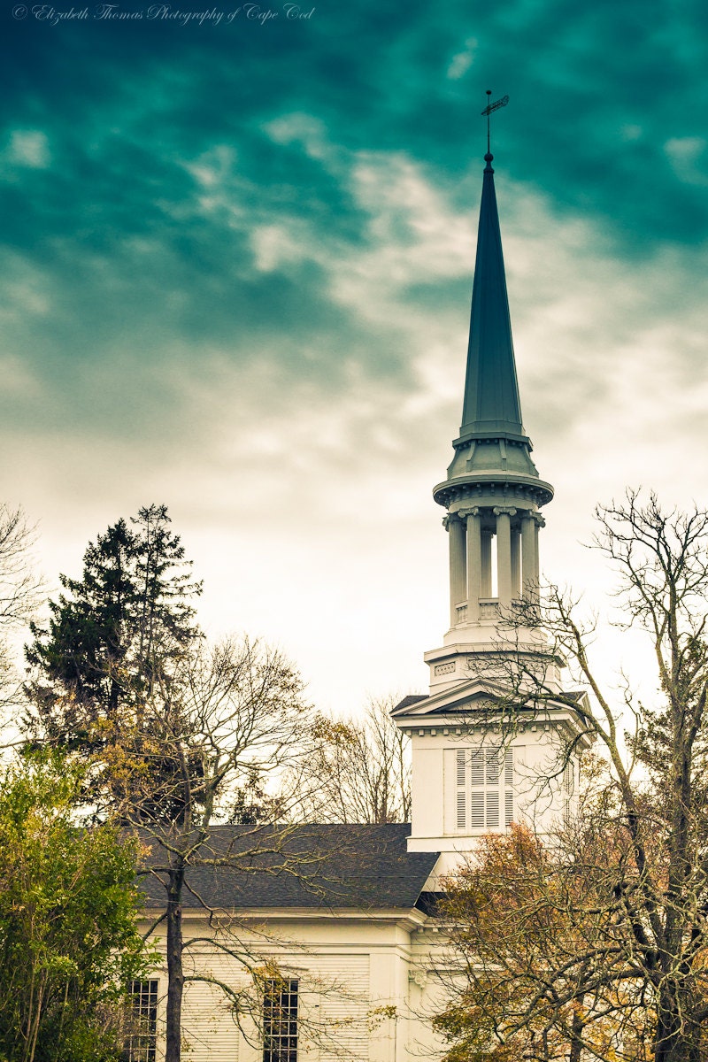 CHURCH STEEPLE as Storm Approaches, Fine Art Photography, Cape Cod, MASSACHUSETTS, Church, Religious Art, Cape Cod Landscape, New England