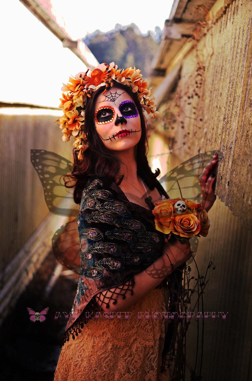 Harvest Bride - Day of the Dead Fine Art Photography Halloween Decor Skull Black and White Wall Decoration Limited Edition 8 x 10 Print