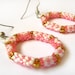 Pink flower hoop earrings - delicas, seed beads, peyote, sterling silver earwire