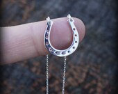 Silver Horseshoe Necklace - Sterling Silver Horseshoe Pendant . Womens Jewelry . Floating Horseshoe . Modern, Minimal Jewelry