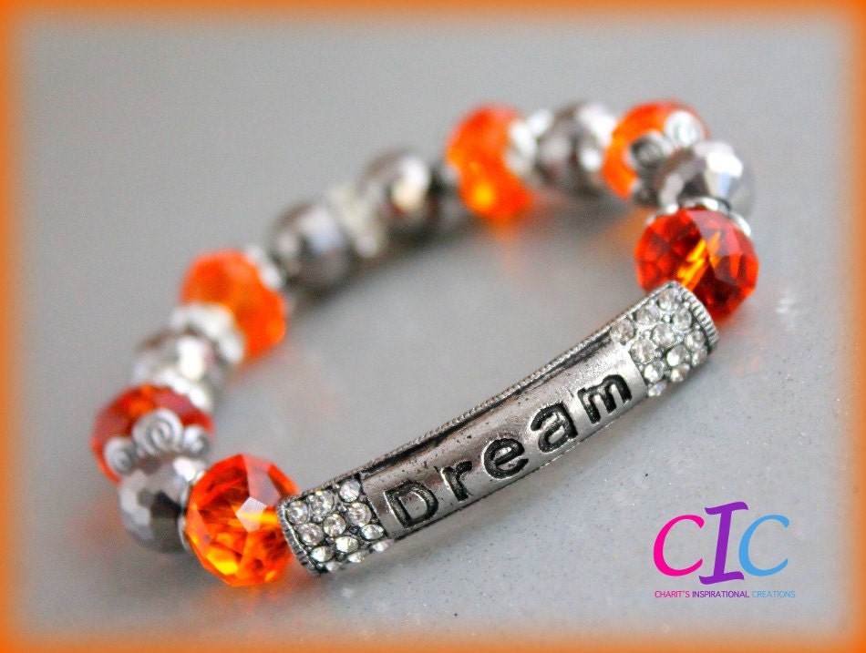Orange Dream Rhinestone Affirmation bracelet