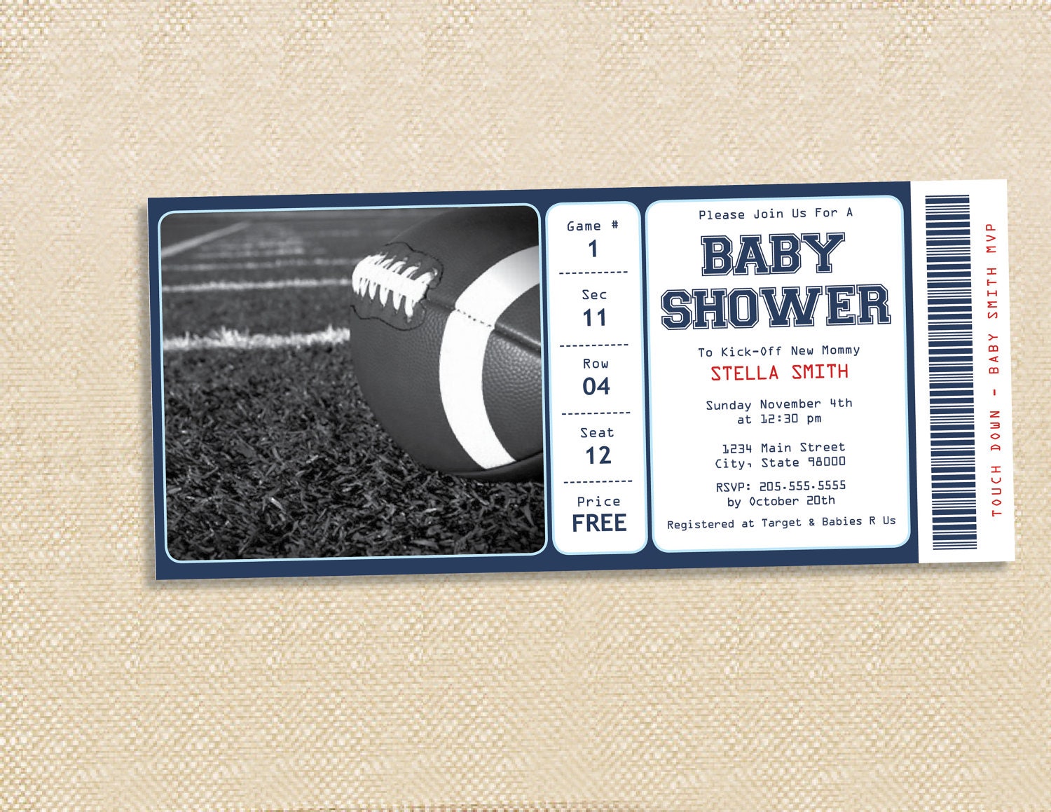 FOOTBALL BABY Shower invitation - set of 20 Il_570xn