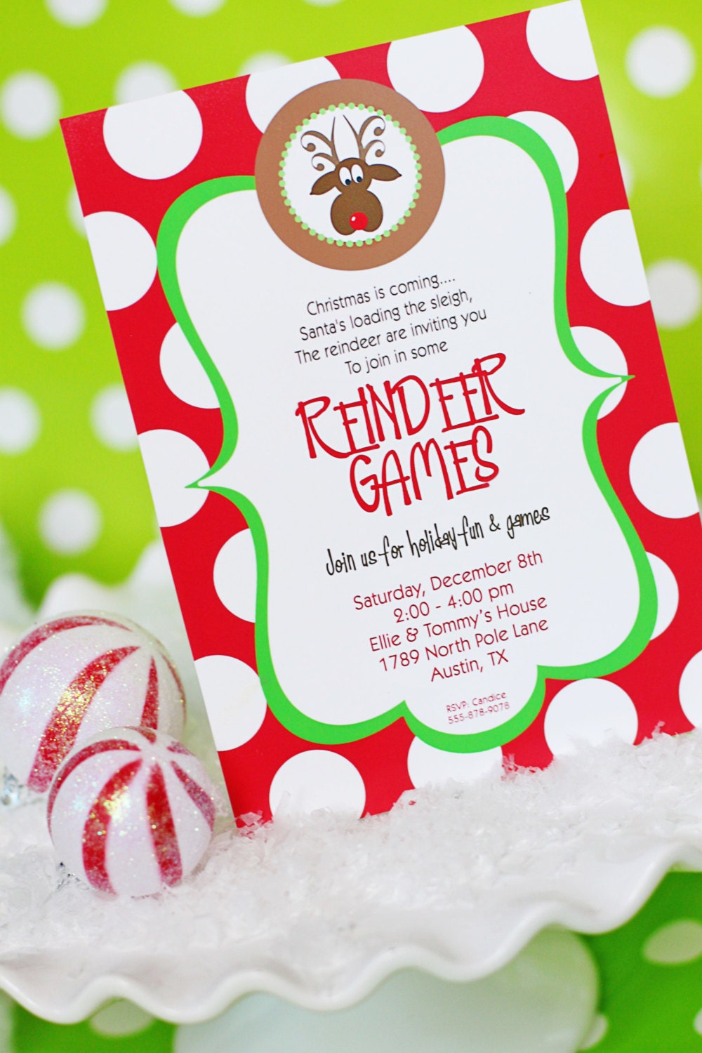 Reindeer Games INVITATION - Christmas Party Invitation - Printable - Rudolph - Party - Cookie Decorating by Amanda's Parties To Go