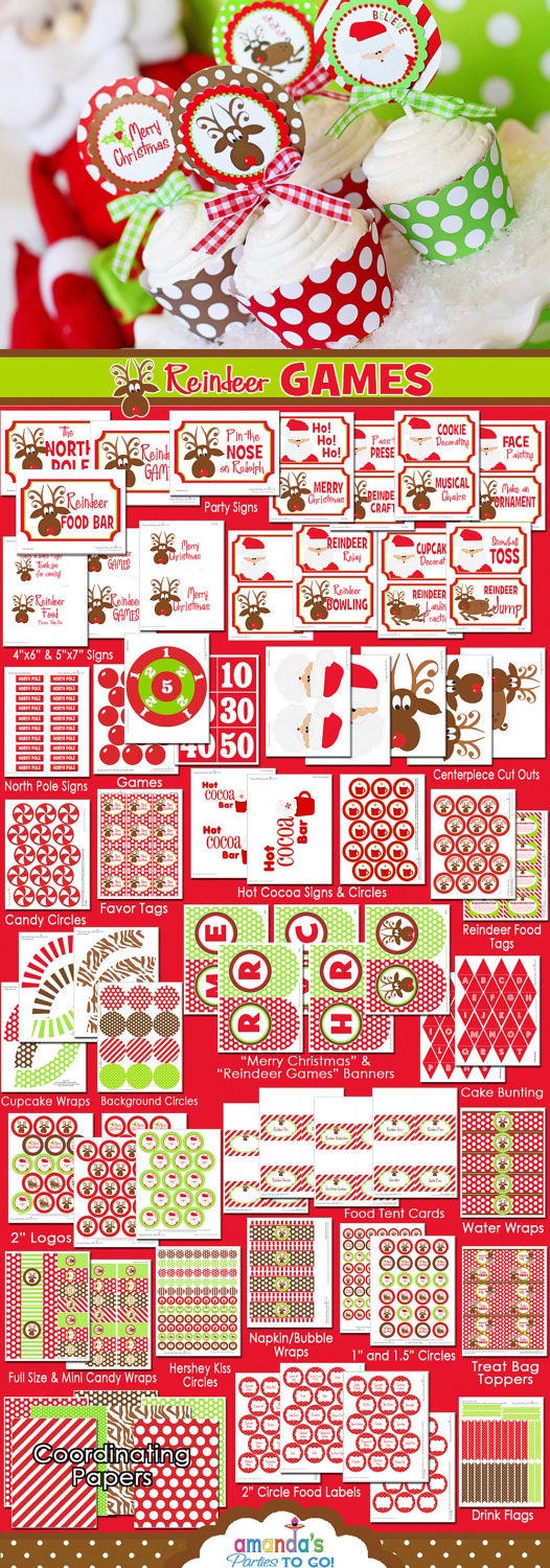 Christmas Reindeer Games Printables - Christmas Party - Santa - Huge Party Set by Amanda's Parties To Go - 50% OFF Il_170x135