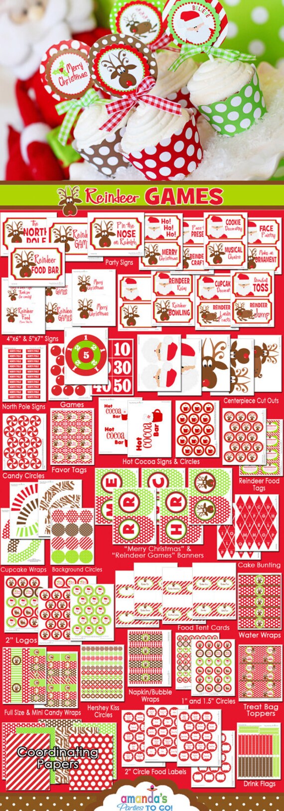 Christmas Reindeer Games Printables - Christmas Party - Santa - Huge Party Set by Amanda's Parties To Go - 50% OFF Il_570xn