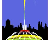 Chicago poster print - Buckingham Fountain - WPA Poster Print -13x19 -