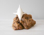 1970s John Perry Dolphin Sculpture // Mounted on Burl Wood