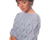 Knit capelet / sweater / scarf / cowl / wrap in blue, alpaca, wool, acrylic blend