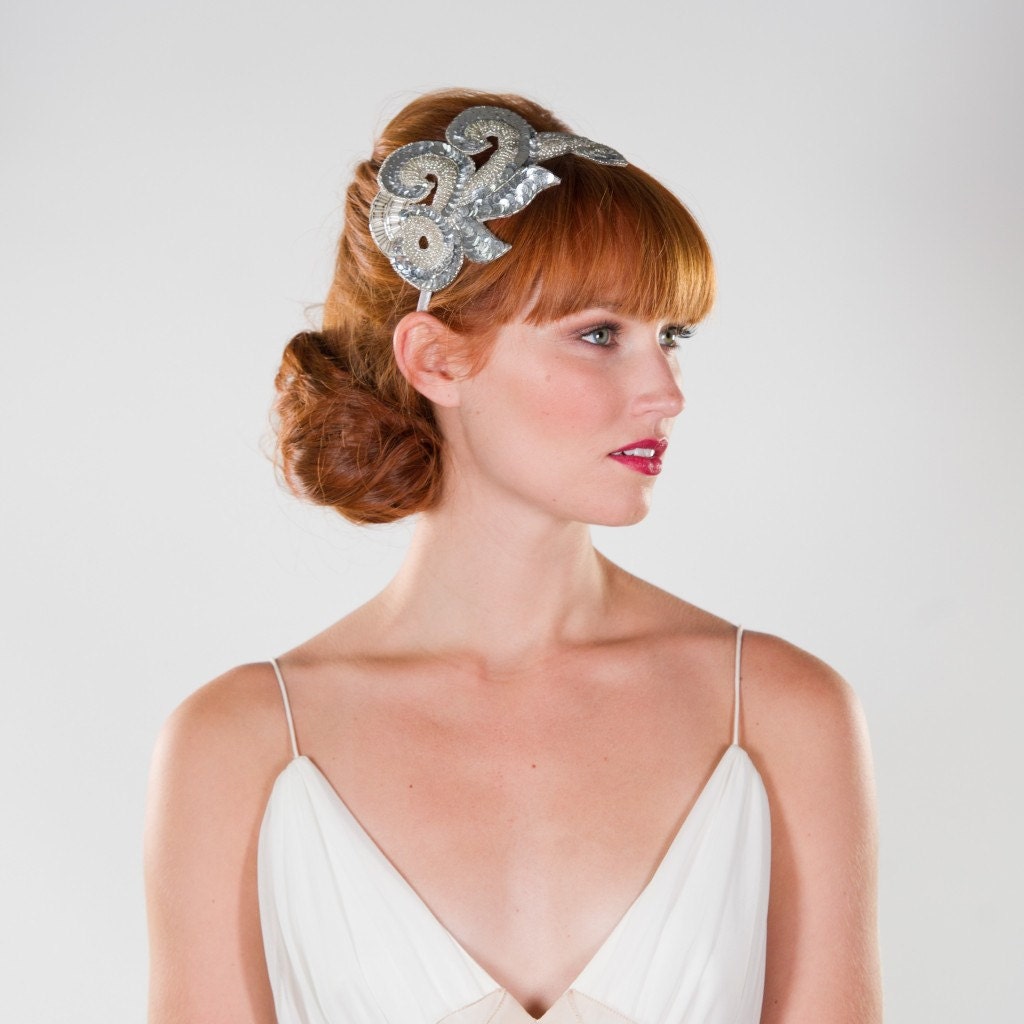 Vintage Inspired Headband with Embellished Applique