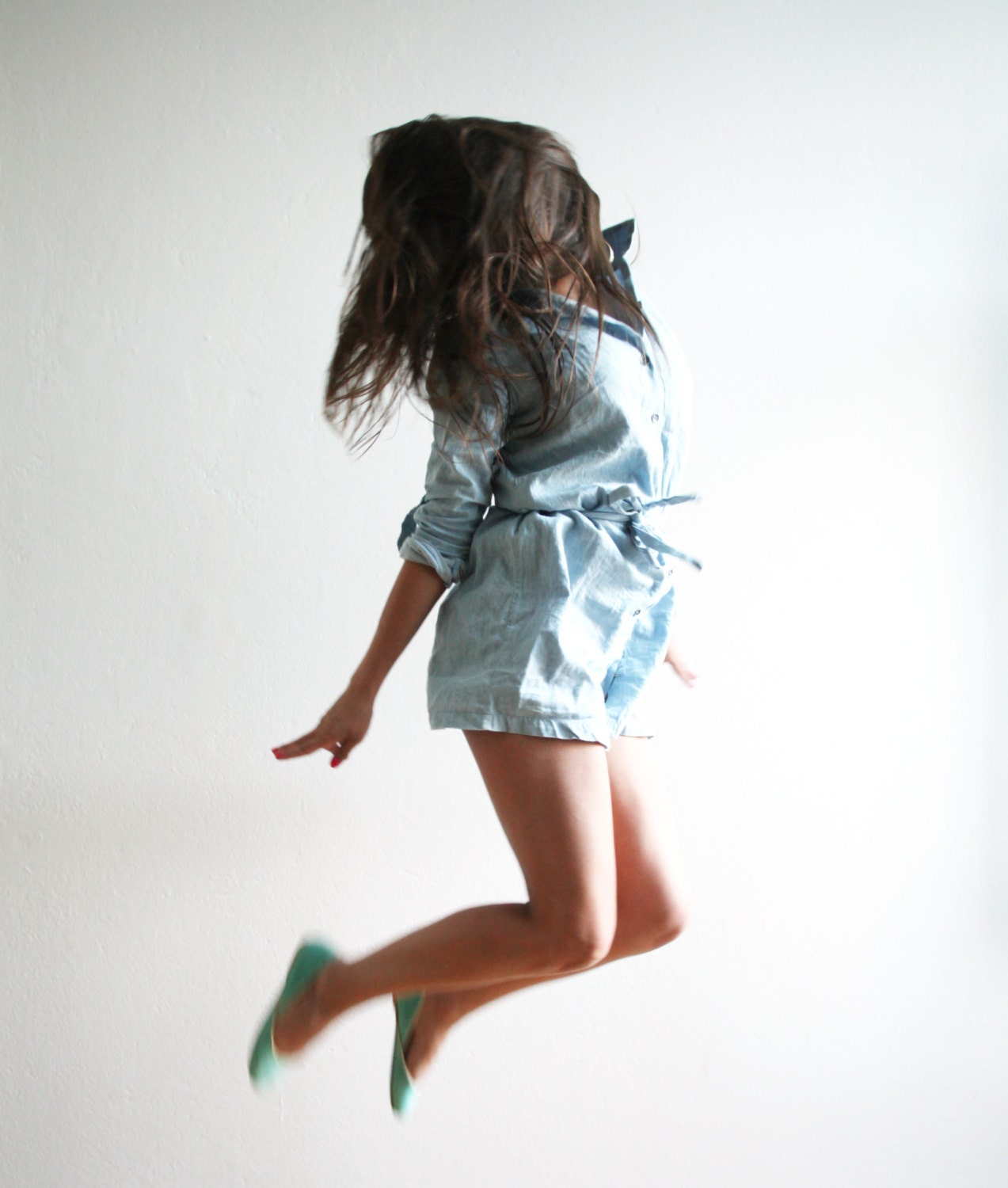 up-cycled suede ballet flats. aqua