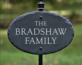 HOUSE NAME PLAQUE / Lawn Stake / Carved Slate/ Stone Marker /Sign / Cottage