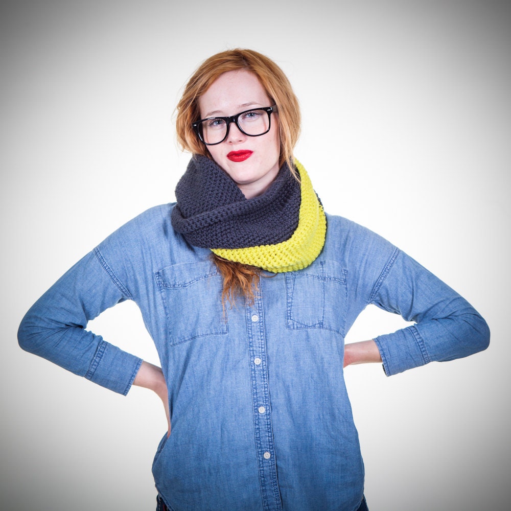Thin Crocheted Color Block Neon Snood