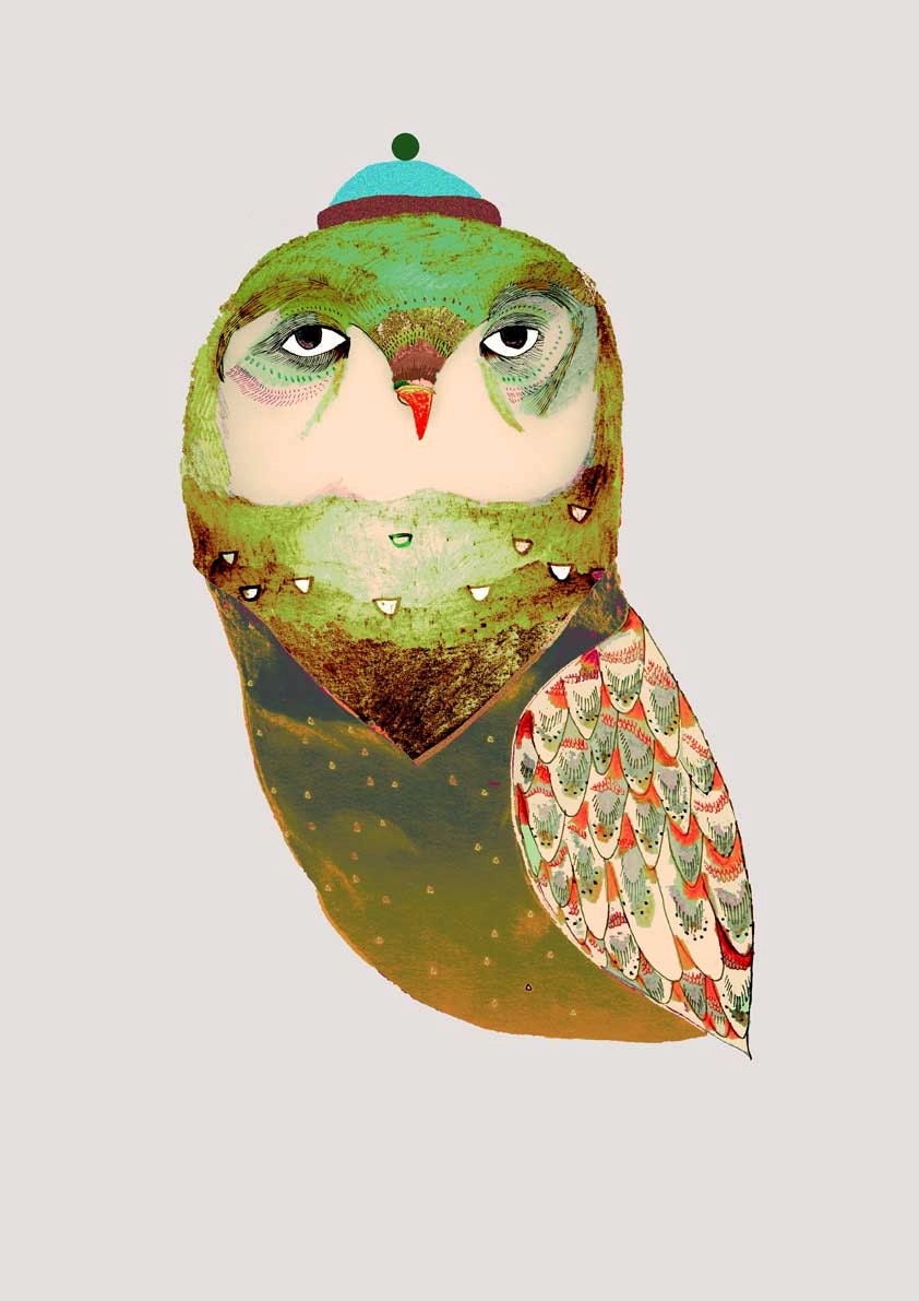 Wall Art For Kids. limited edition art print of (30) by Ashley Percival. Owl Decor.