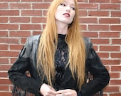 Vintage Fringed Leather and Suede Jacket // M
