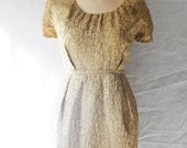 SALE-1960's Golden Brocade Dress-Was 90