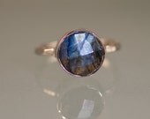 Gemstone Ring - Labradorite Ring - Sterling Silver - Bezel Set Ring - Stackable Ring - Mother's Day Gift