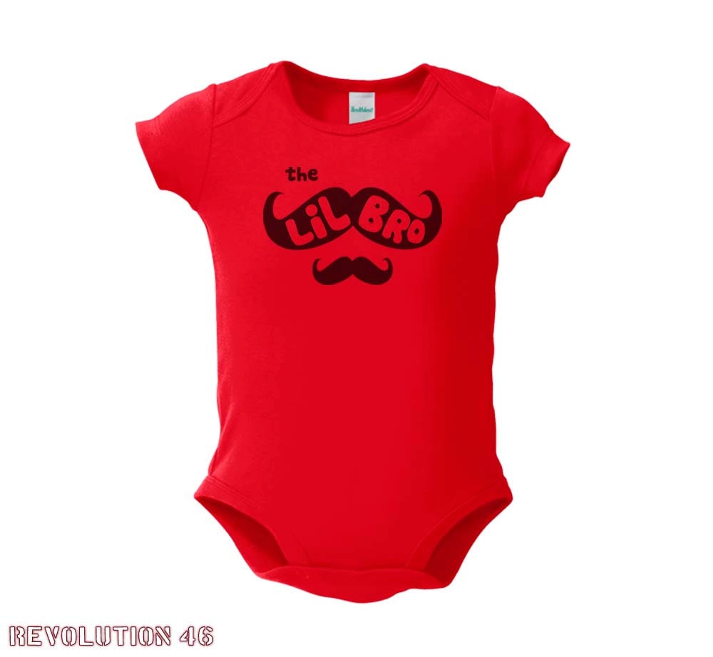 The Mustache Little Brother Onesie- matching sibling sets ( Mustache Face Little Brother  6211 Black Ink )