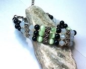elegant mintgreen catseye and moonstone crystal  bracelet