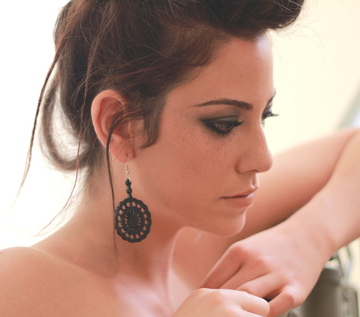 Baronyka Beautiful Original lace flower earrings  (Acrylic Laser Cut Earrings)