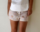 Pastel Floral Shorts High Waist Vintage 1960s Pink Shorts Womens Size 4 Small
