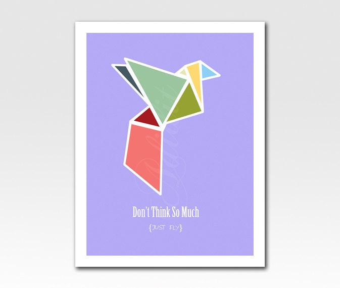 Art Print Origami Bird A4 Print - Choose Your Background Color - Home Décor Original Design by Adidit Print no. 184