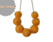 Rustic Mustard rosette necklace lovely for spring weddings bridesmade necklaces gifts