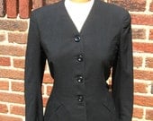 SALE Vintage 40s / wwii / Black / Wool / Ramley / Fitted / Mid Century / Jacket / Blazer