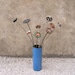 One White Red Metal Art Flower, Industrial Home Decor.