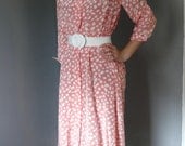 Vintage Polka Dot Dress, Pink and White Dress, Very Secretary Dress