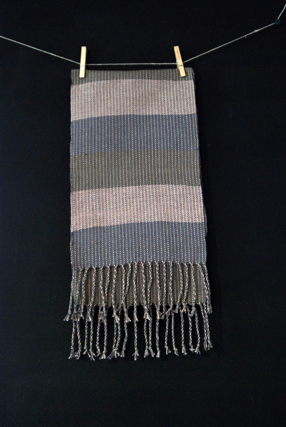Grey and Pink Striped Handwoven Table Runner