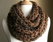 Sale - BEACHCOMBER INFINITY SCARF  - Warm, soft & stylish scarf rich in texture - Rustic Brown