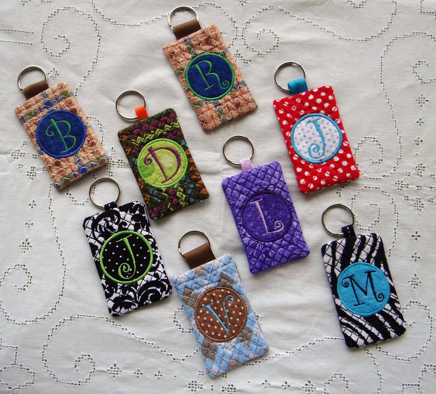 Keychain card holder, ID, Business Card, Credit Card--Personalized--you choose the fabric