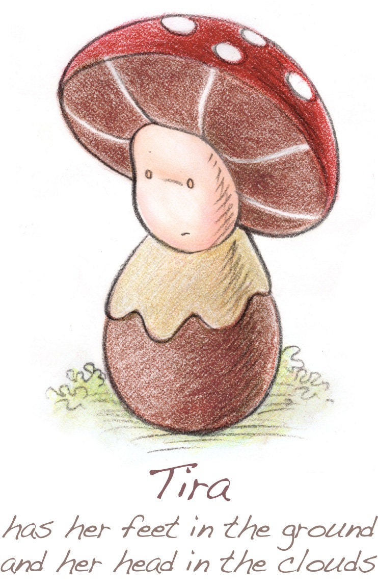 Blank or personalized cartoon shroompers mushroom note card with envelope / Tira