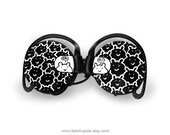 Headphones earphones black and white painted custom made