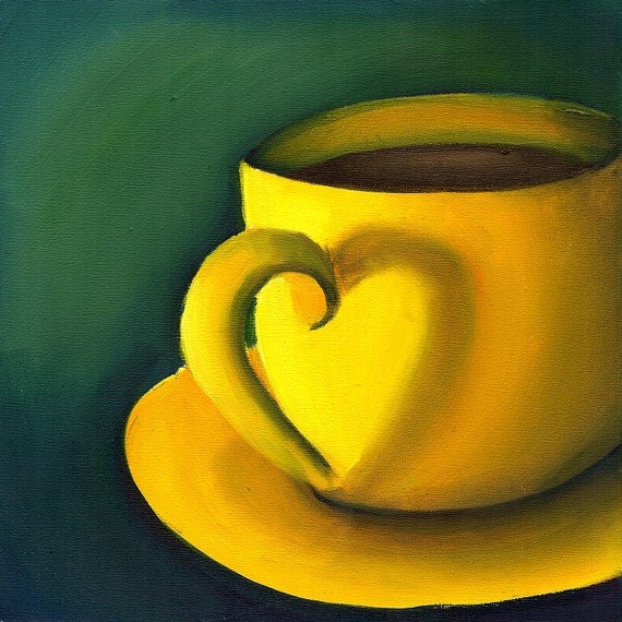 Coffee Love 01 8x8 Print of Original Oil Painting
