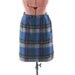 Vintage 1960's Mini Blue School Preppy Wool Knit Dark Plaid Skirt S