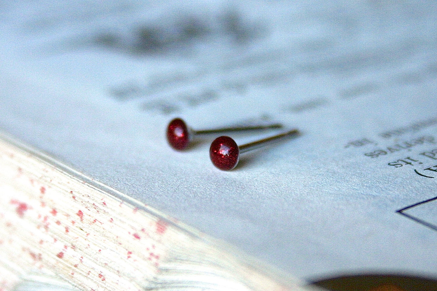 Tiny Gem Studs - 1.5mm-4.5mm, Seven Sizes: Dark Ruby