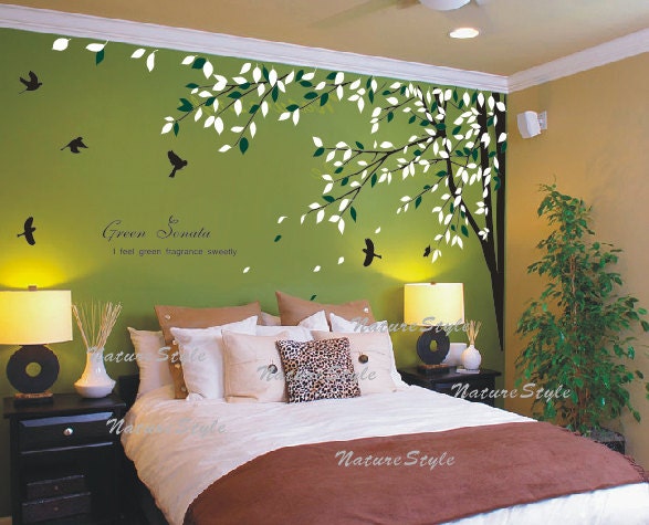 branch wall decal vinyl wall decal sticker wall decal nursery wall decal baby wall decal children wall decal - Branch with Flying Birds
