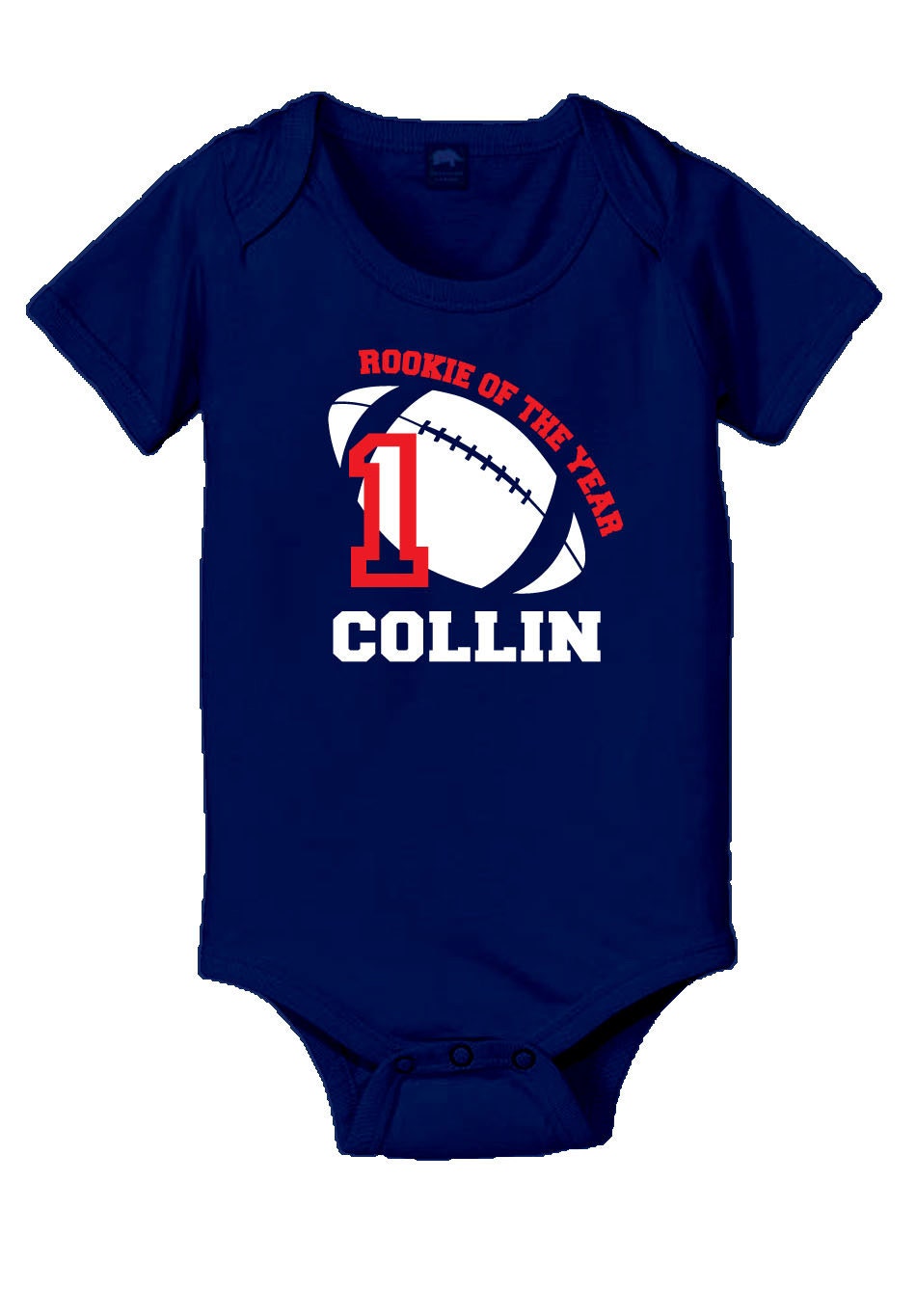 Personalized football rookie of the year baby onesie or t shirt, 1st birthday boy shirt